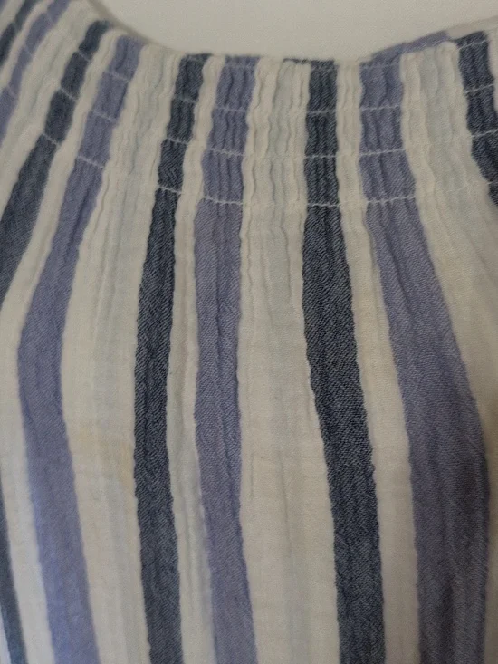 Beachlunchlounge Striped Cotton Dress Blue, White And Purple. - Picture 2 of 8